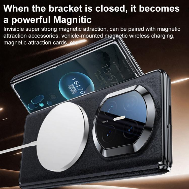 For Huawei Mate X7 Film Integrated Magnetic Holder Genuine Leather Phone Case