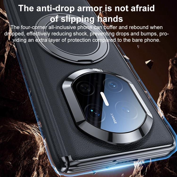 For Huawei Mate X7 Film Integrated Magnetic Holder Genuine Leather Phone Case