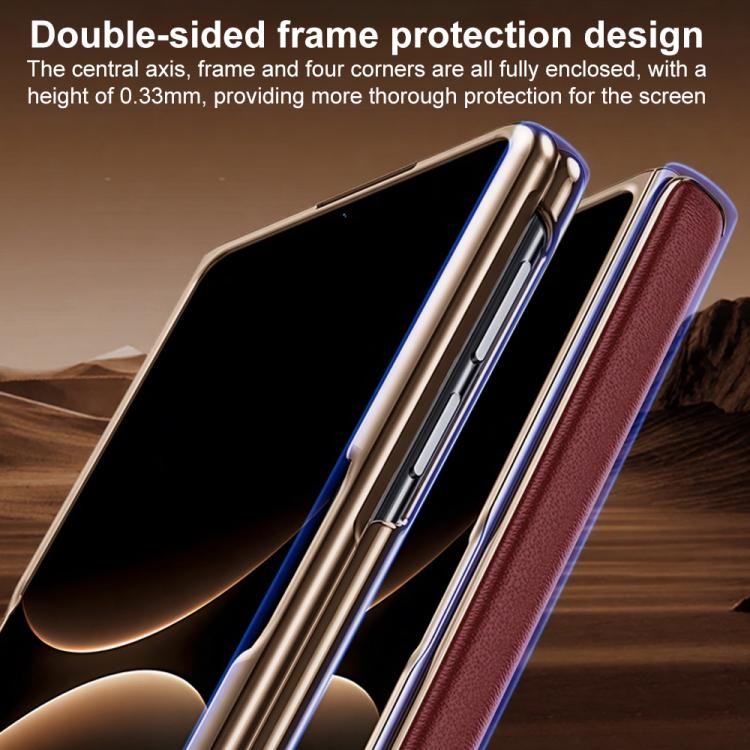For Huawei Mate X7 Film Integrated Magnetic Holder Genuine Leather Phone Case