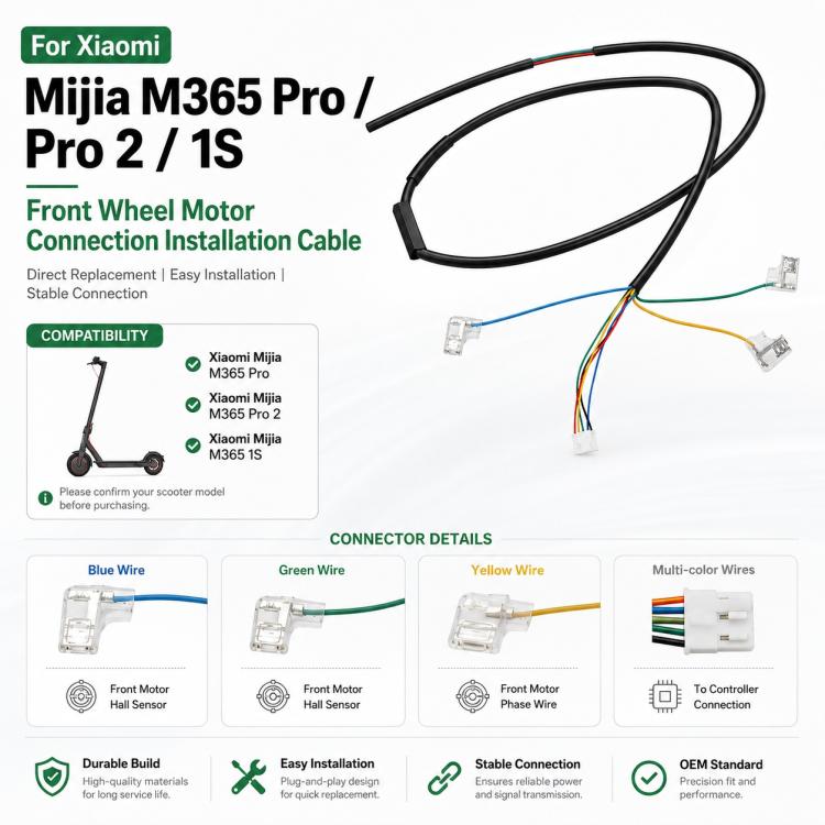 For Xiaomi Mijia M365 Pro / Pro 2 / 1S Electric Scooter Front Wheel Motor Connection Installation Cable