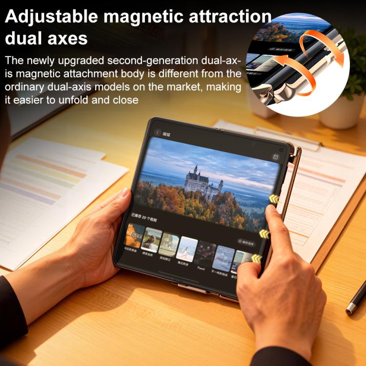 For Huawei Mate X7 Electroplated Lens Holder Magnetic Dual-axis Phone Case