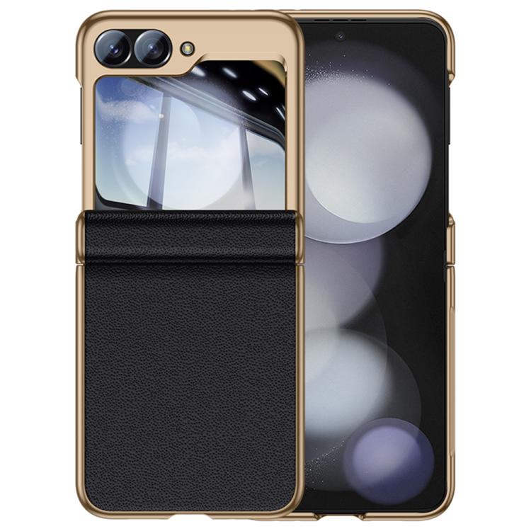 For Galaxy Z Flip6 5G Film Integrated Electroplated Genuine Leather Phone Case