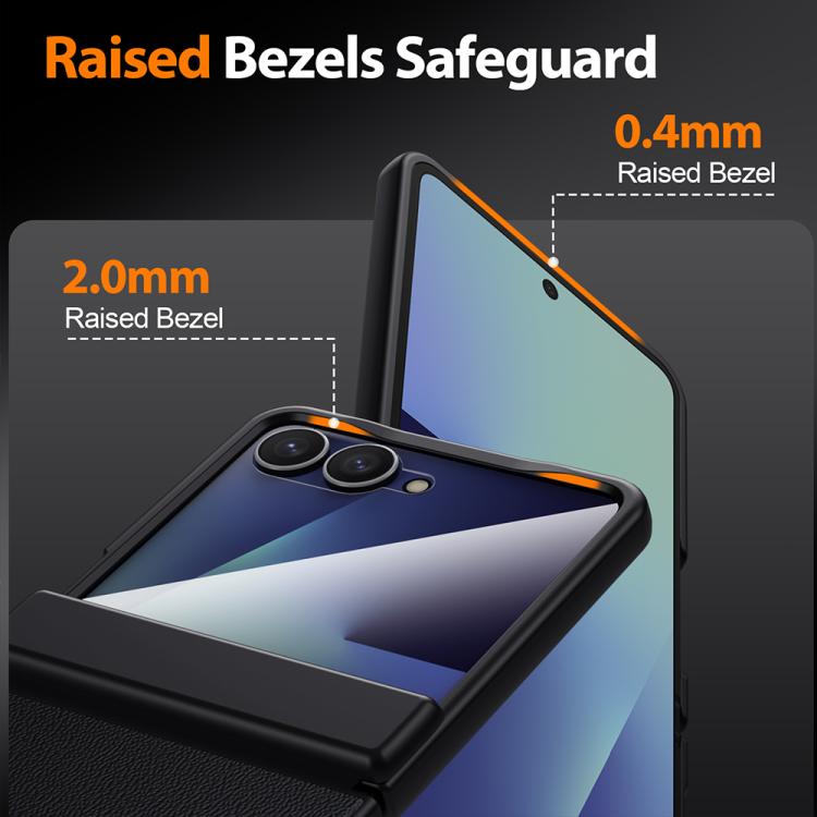 For Galaxy Z Flip7 5G HD Film Integrated Spray-painted Genuine Leather Phone Case