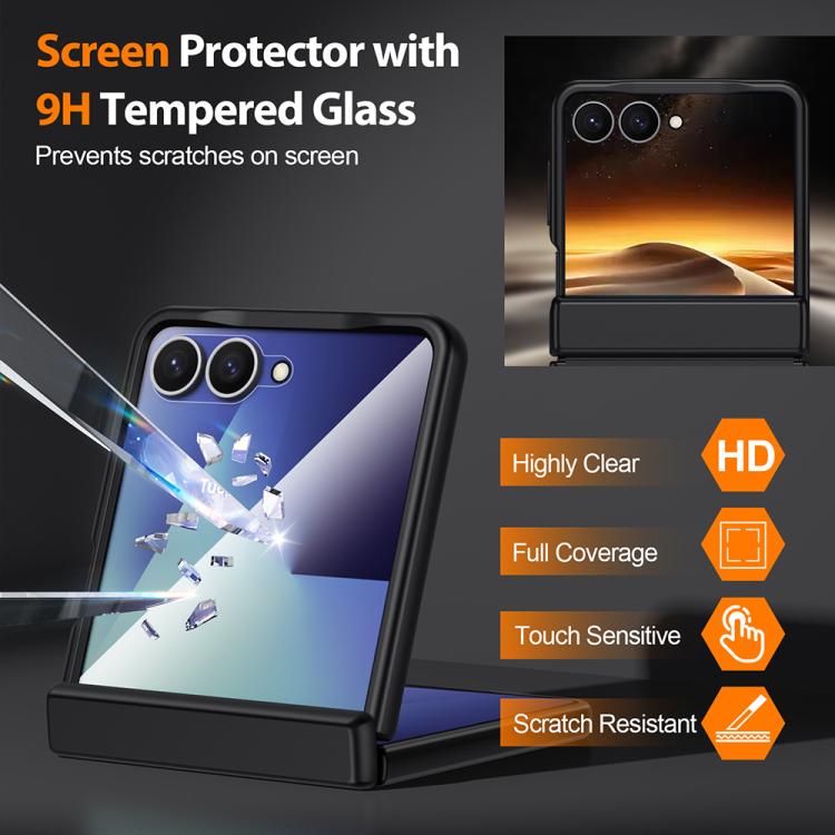 For Galaxy Z Flip7 5G HD Film Integrated Spray-painted Genuine Leather Phone Case