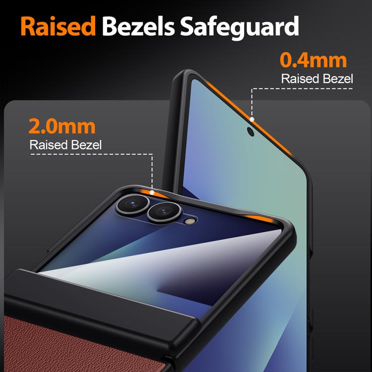 For Galaxy Z Flip7 5G HD Film Integrated Spray-painted Genuine Leather Phone Case