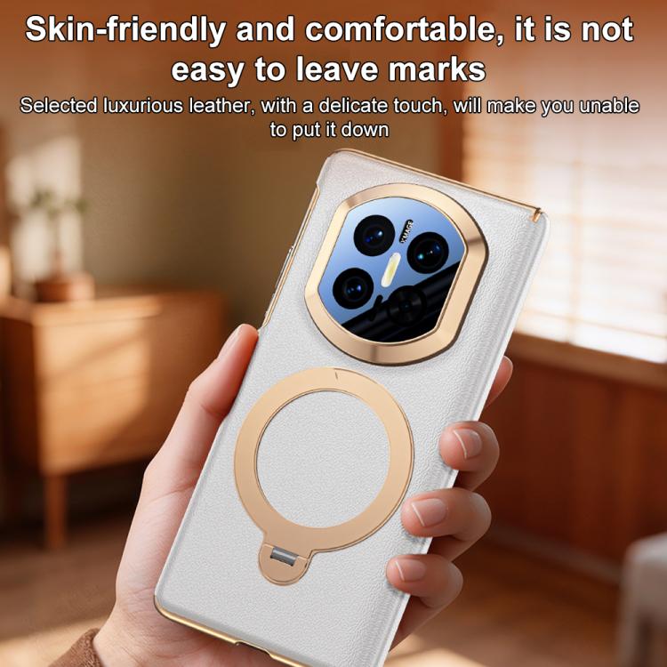 For Huawei Mate X7 360-degree Magnetic Holder Dual-axis Vegan Leather Phone Case