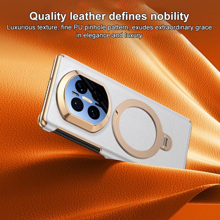 For Huawei Mate X7 360-degree Magnetic Holder Dual-axis Vegan Leather Phone Case