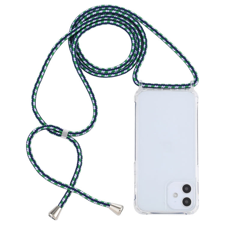 For iPhone 12 mini Transparent Acrylic Airbag Shockproof Phone Protective Case with Lanyard