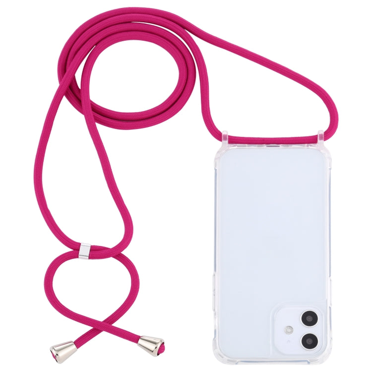 For iPhone 12 mini Transparent Acrylic Airbag Shockproof Phone Protective Case with Lanyard