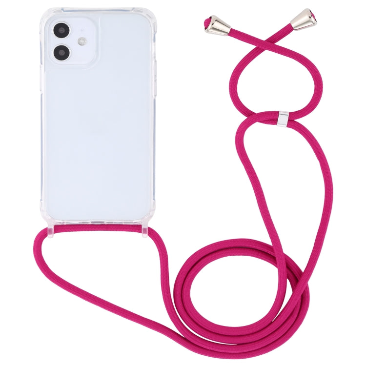 For iPhone 12 mini Transparent Acrylic Airbag Shockproof Phone Protective Case with Lanyard
