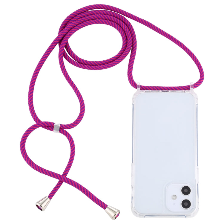 For iPhone 12 mini Transparent Acrylic Airbag Shockproof Phone Protective Case with Lanyard