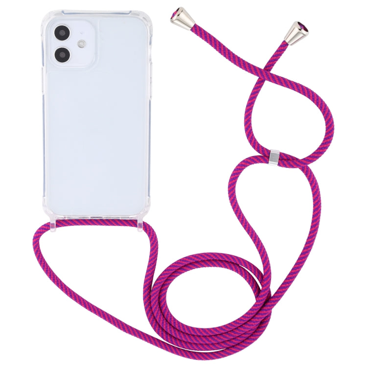 For iPhone 12 mini Transparent Acrylic Airbag Shockproof Phone Protective Case with Lanyard