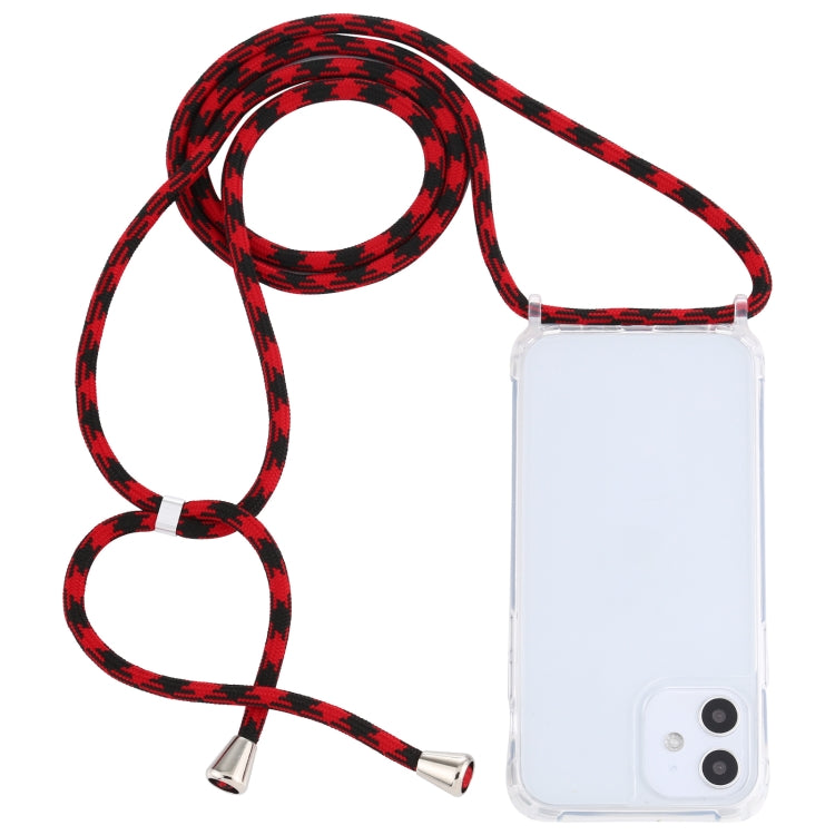 For iPhone 12 mini Transparent Acrylic Airbag Shockproof Phone Protective Case with Lanyard