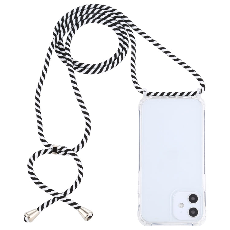For iPhone 12 mini Transparent Acrylic Airbag Shockproof Phone Protective Case with Lanyard