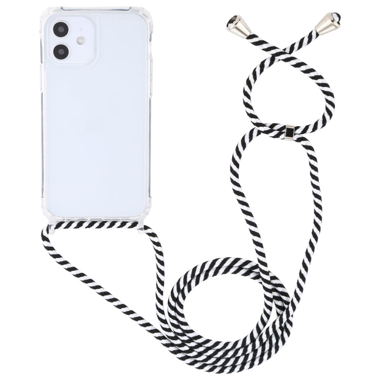For iPhone 12 mini Transparent Acrylic Airbag Shockproof Phone Protective Case with Lanyard