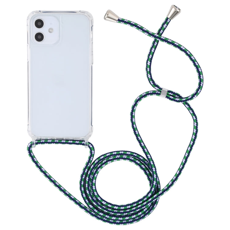 For iPhone 12 mini Transparent Acrylic Airbag Shockproof Phone Protective Case with Lanyard