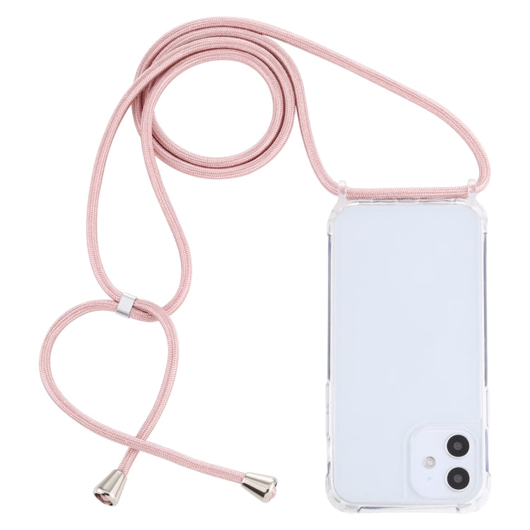 For iPhone 12 mini Transparent Acrylic Airbag Shockproof Phone Protective Case with Lanyard