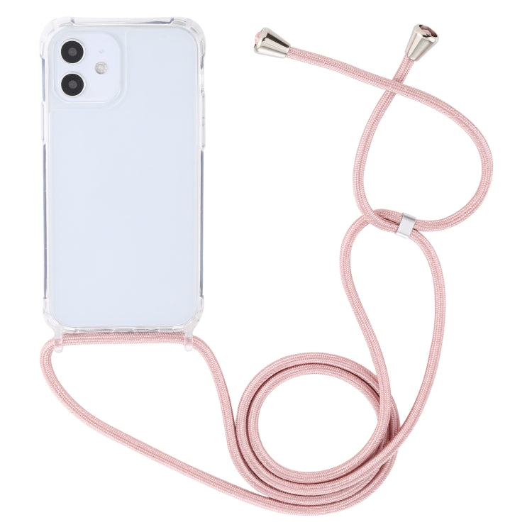 For iPhone 12 mini Transparent Acrylic Airbag Shockproof Phone Protective Case with Lanyard