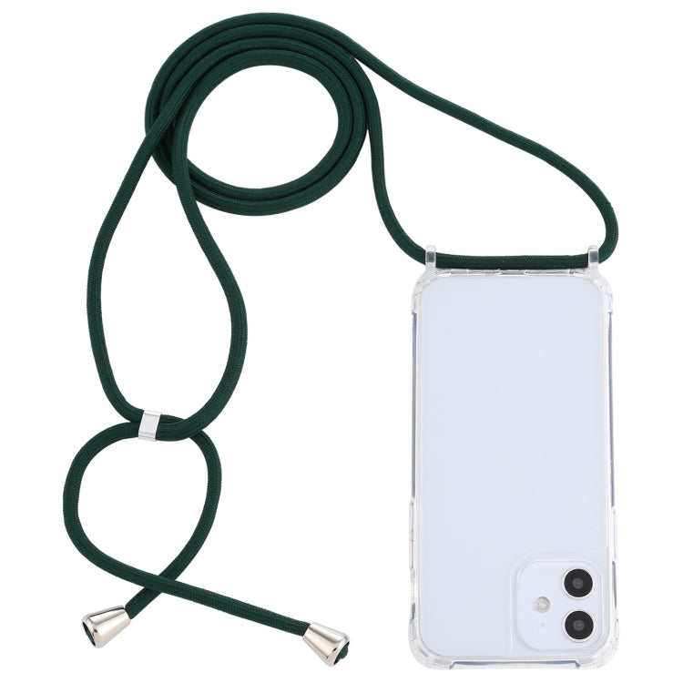 For iPhone 12 mini Transparent Acrylic Airbag Shockproof Phone Protective Case with Lanyard