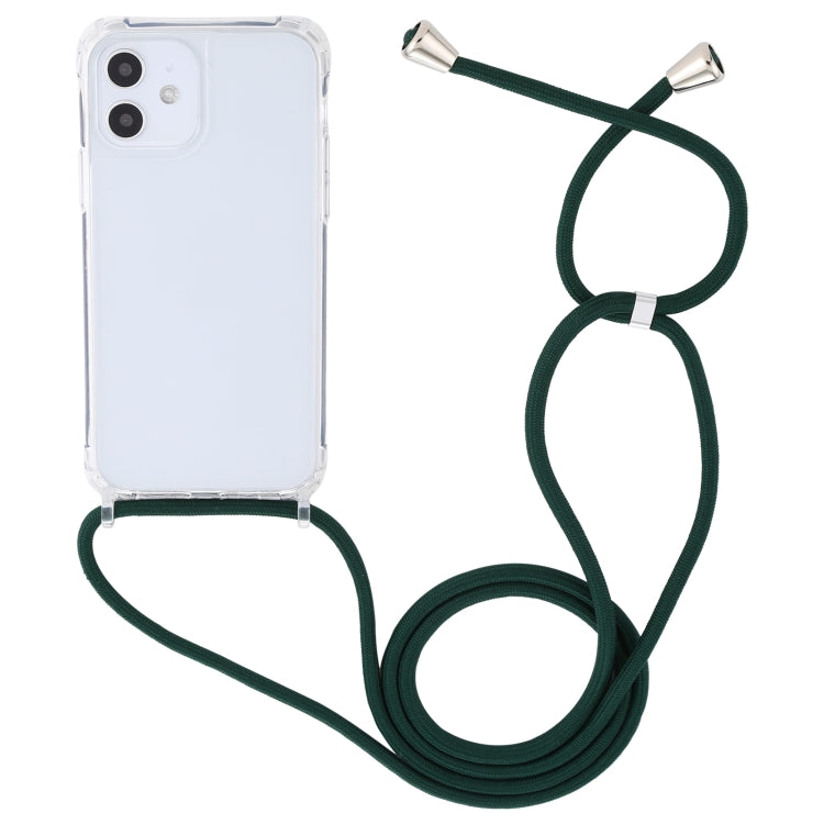 For iPhone 12 mini Transparent Acrylic Airbag Shockproof Phone Protective Case with Lanyard