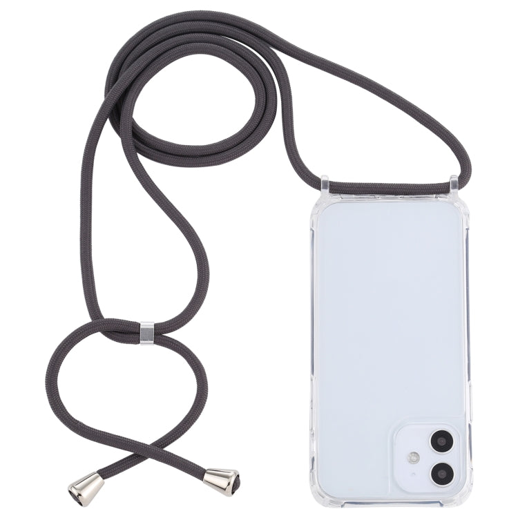 For iPhone 12 mini Transparent Acrylic Airbag Shockproof Phone Protective Case with Lanyard