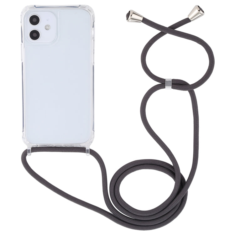 For iPhone 12 mini Transparent Acrylic Airbag Shockproof Phone Protective Case with Lanyard