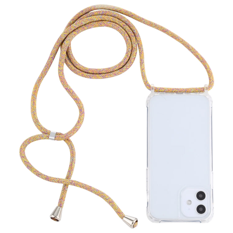 For iPhone 12 mini Transparent Acrylic Airbag Shockproof Phone Protective Case with Lanyard