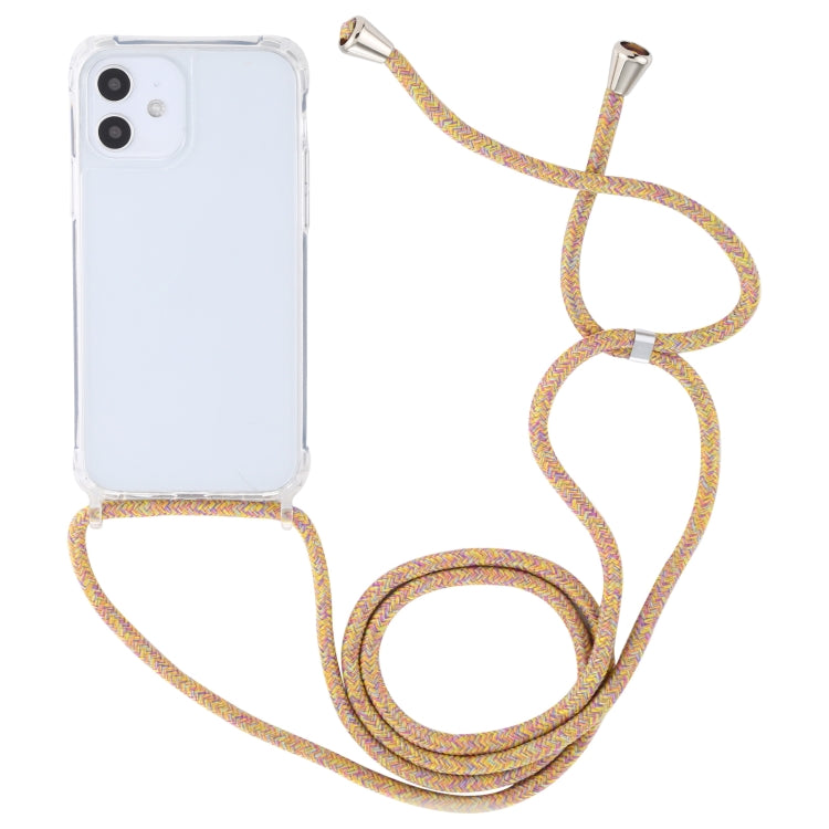 For iPhone 12 mini Transparent Acrylic Airbag Shockproof Phone Protective Case with Lanyard