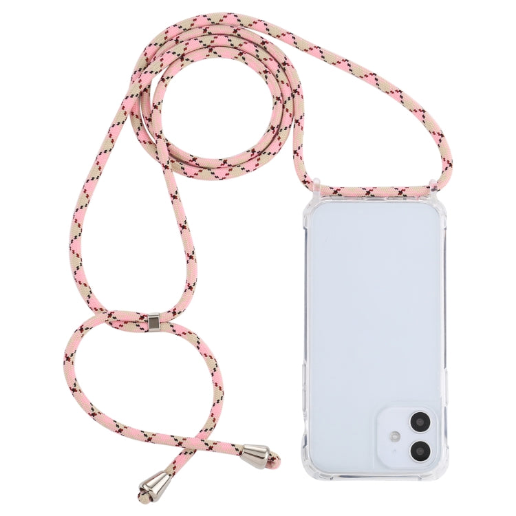 For iPhone 12 mini Transparent Acrylic Airbag Shockproof Phone Protective Case with Lanyard
