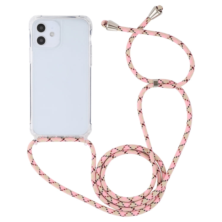 For iPhone 12 mini Transparent Acrylic Airbag Shockproof Phone Protective Case with Lanyard