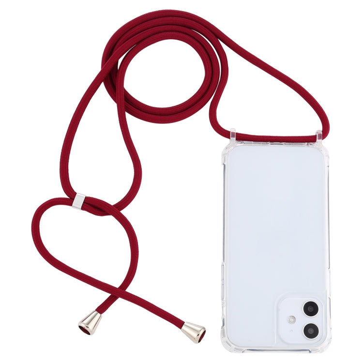 For iPhone 12 mini Transparent Acrylic Airbag Shockproof Phone Protective Case with Lanyard