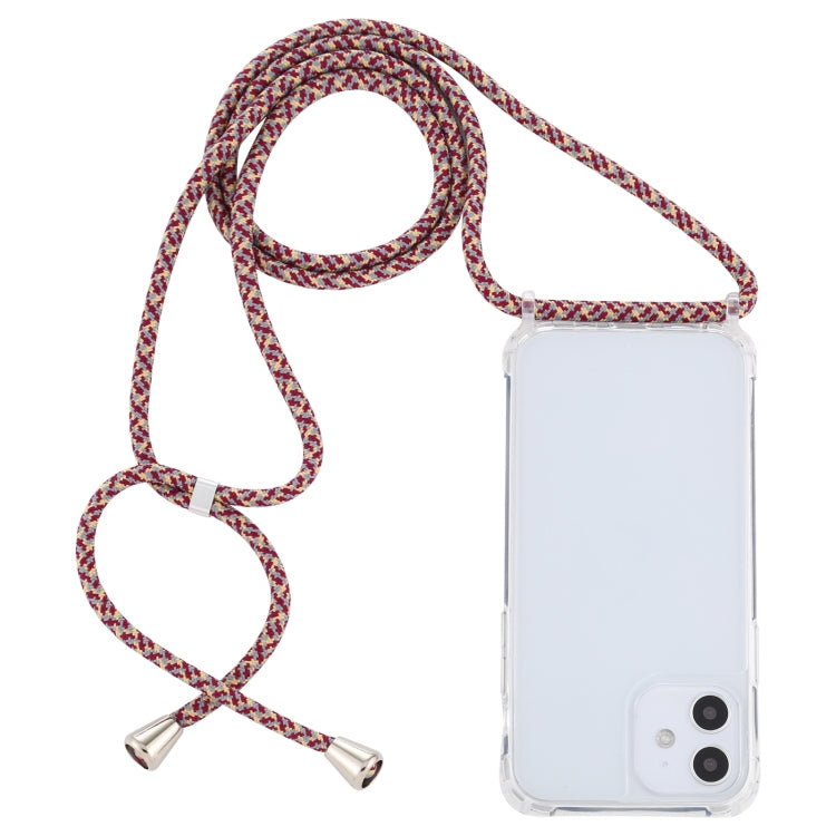 For iPhone 12 mini Transparent Acrylic Airbag Shockproof Phone Protective Case with Lanyard