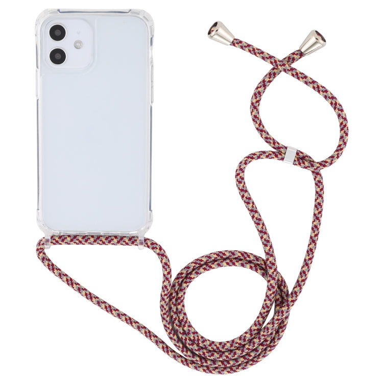 For iPhone 12 mini Transparent Acrylic Airbag Shockproof Phone Protective Case with Lanyard