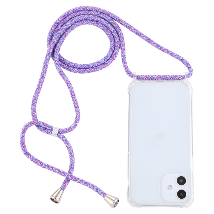 For iPhone 12 mini Transparent Acrylic Airbag Shockproof Phone Protective Case with Lanyard