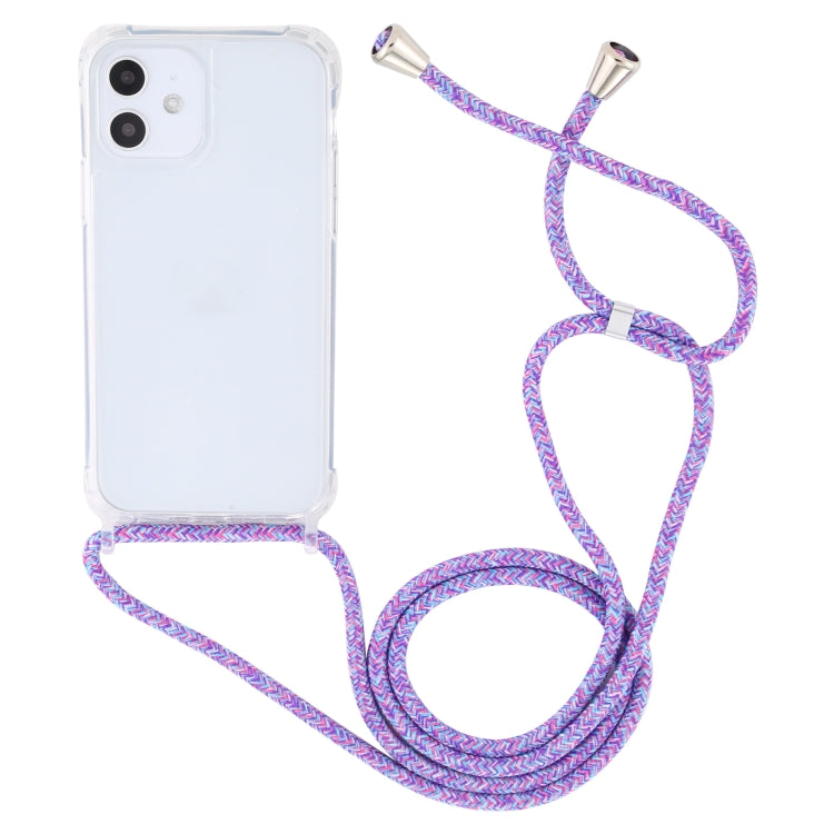 For iPhone 12 mini Transparent Acrylic Airbag Shockproof Phone Protective Case with Lanyard