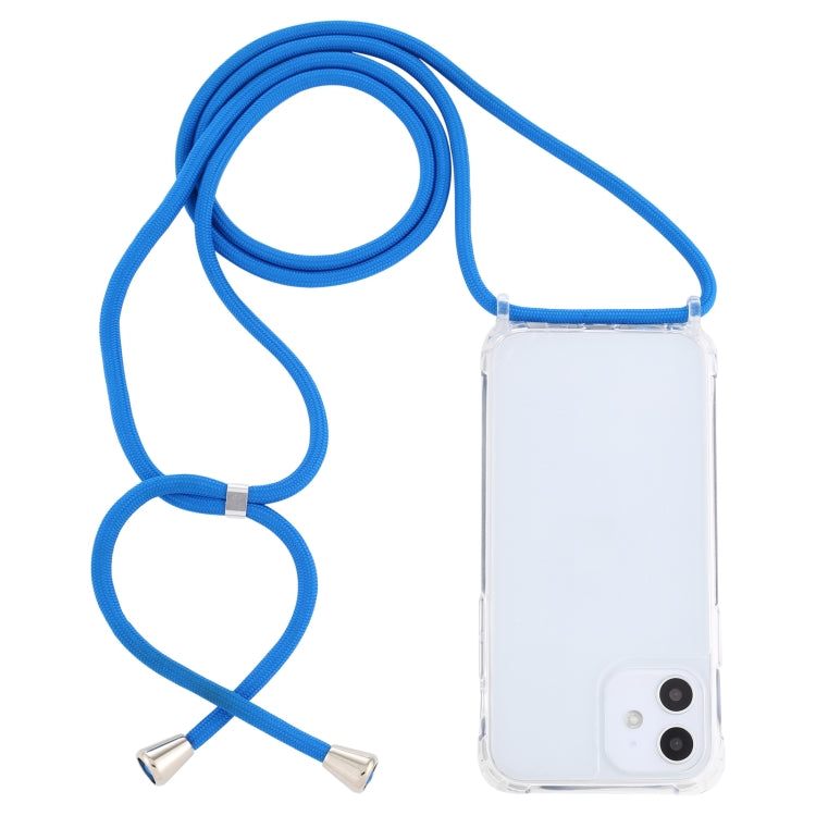 For iPhone 12 mini Transparent Acrylic Airbag Shockproof Phone Protective Case with Lanyard