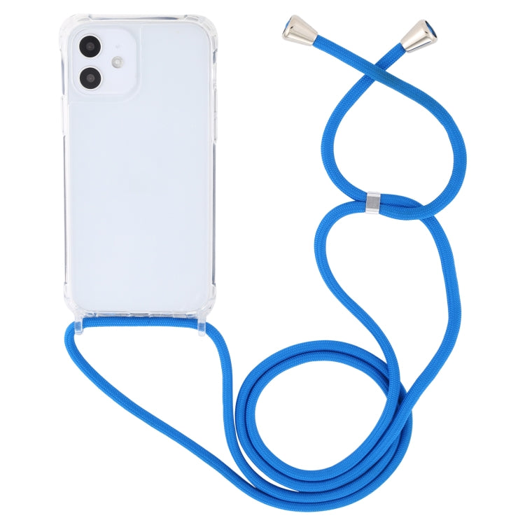For iPhone 12 mini Transparent Acrylic Airbag Shockproof Phone Protective Case with Lanyard