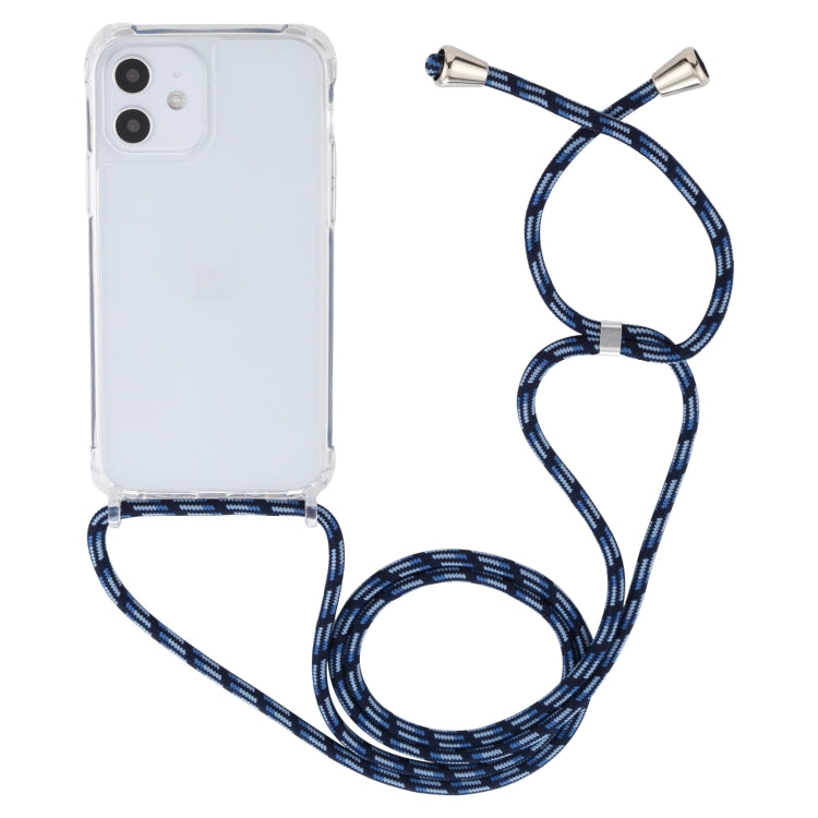 For iPhone 12 mini Transparent Acrylic Airbag Shockproof Phone Protective Case with Lanyard