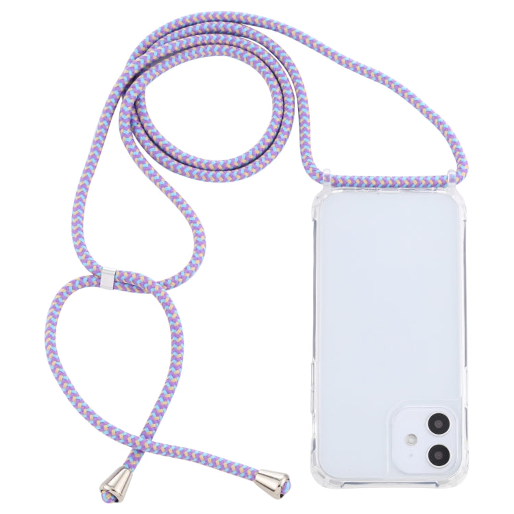For iPhone 12 mini Transparent Acrylic Airbag Shockproof Phone Protective Case with Lanyard