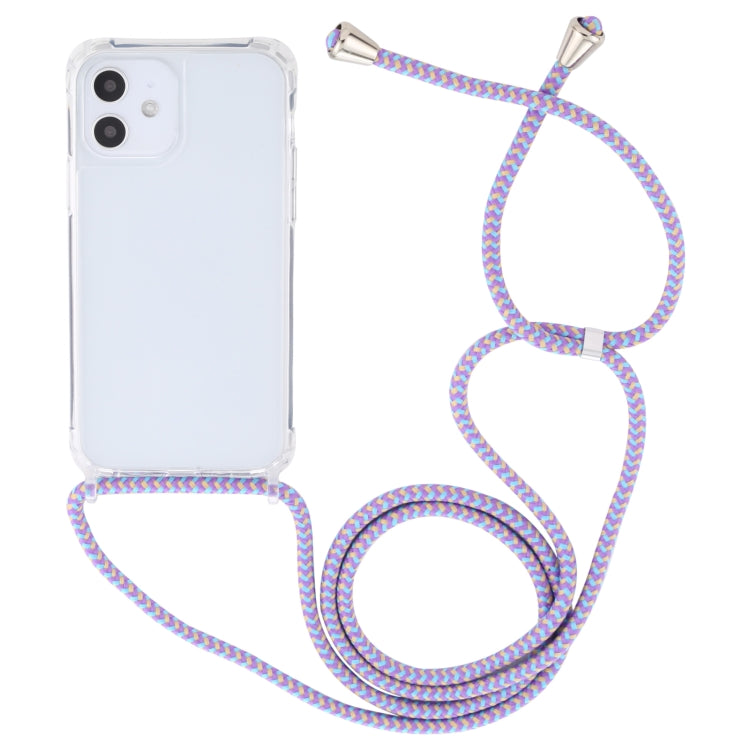 For iPhone 12 mini Transparent Acrylic Airbag Shockproof Phone Protective Case with Lanyard