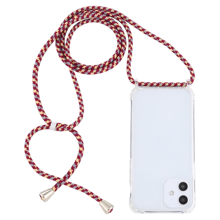 For iPhone 12 mini Transparent Acrylic Airbag Shockproof Phone Protective Case with Lanyard