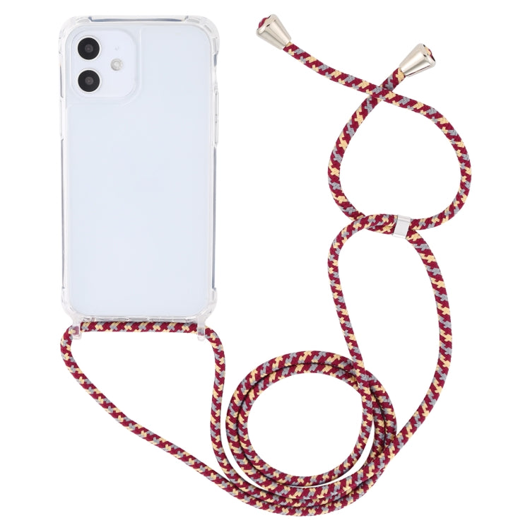 For iPhone 12 mini Transparent Acrylic Airbag Shockproof Phone Protective Case with Lanyard