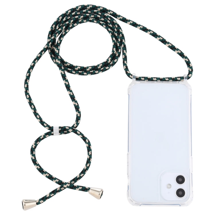 For iPhone 12 mini Transparent Acrylic Airbag Shockproof Phone Protective Case with Lanyard