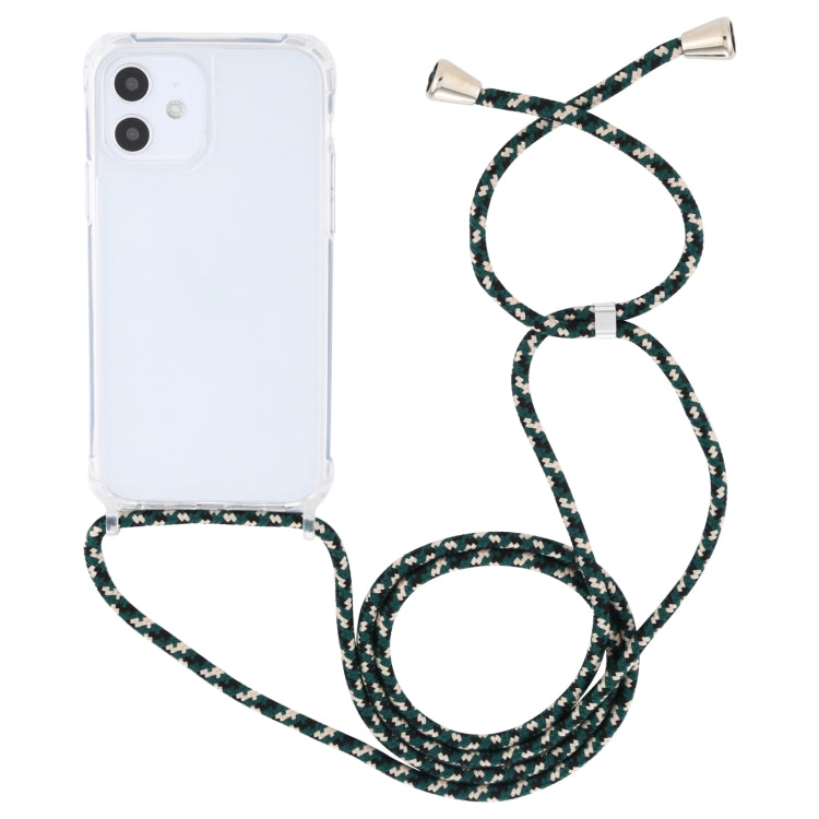 For iPhone 12 mini Transparent Acrylic Airbag Shockproof Phone Protective Case with Lanyard