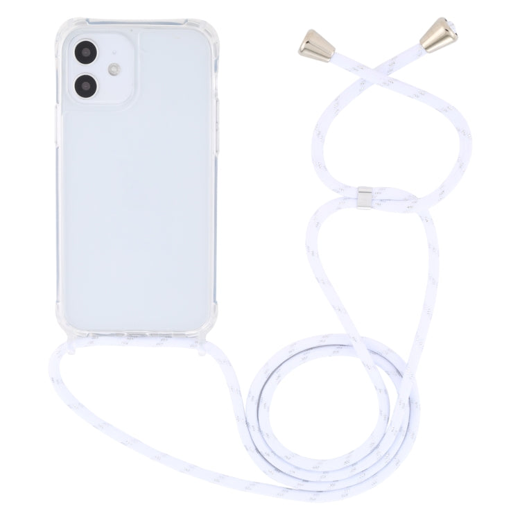 For iPhone 12 mini Transparent Acrylic Airbag Shockproof Phone Protective Case with Lanyard