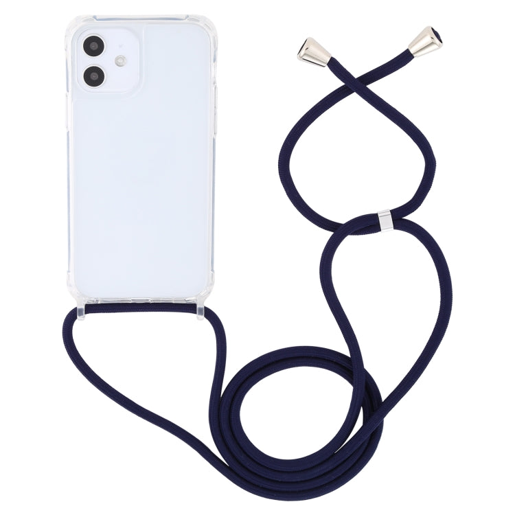 For iPhone 12 mini Transparent Acrylic Airbag Shockproof Phone Protective Case with Lanyard