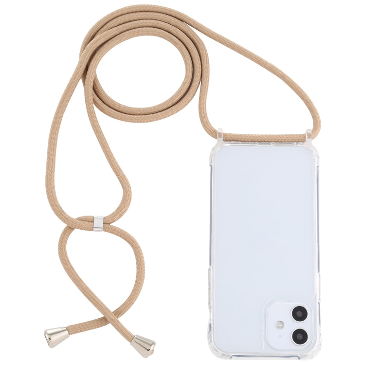 For iPhone 12 mini Transparent Acrylic Airbag Shockproof Phone Protective Case with Lanyard