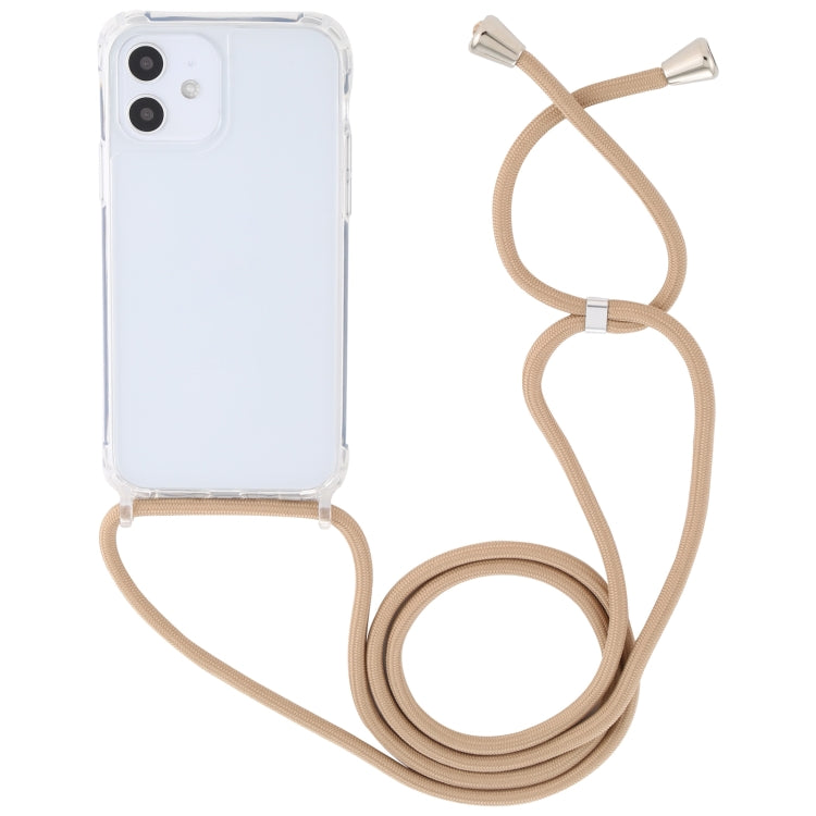 For iPhone 12 mini Transparent Acrylic Airbag Shockproof Phone Protective Case with Lanyard