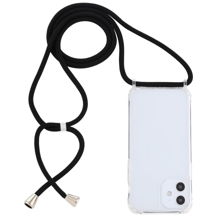 For iPhone 12 mini Transparent Acrylic Airbag Shockproof Phone Protective Case with Lanyard
