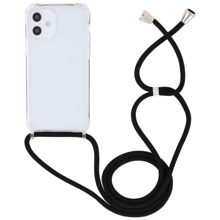 For iPhone 12 mini Transparent Acrylic Airbag Shockproof Phone Protective Case with Lanyard